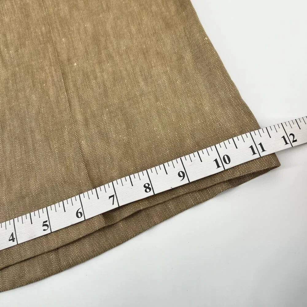 INC International Watermill Linen Silk Trouser Pants Womens 12 Petite Brown Wide - Picture 12 of 12